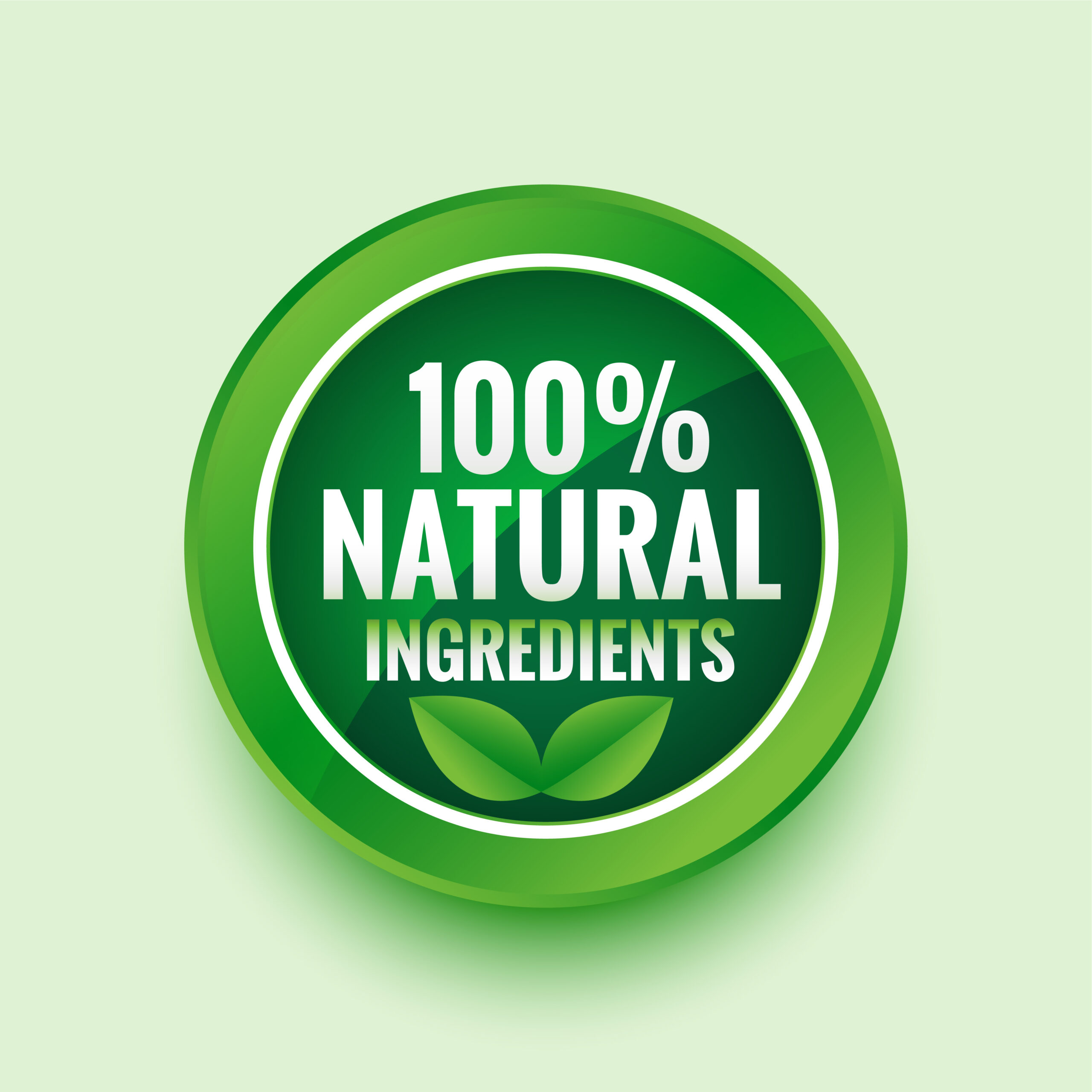 pure natural ingredients green label with leaves